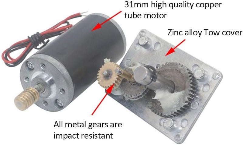 Estink Reversible Gear Motor, DC 24V 8mm Shaft Gear Motor High Torsion Electric Turbo Speed Reduction Motor for Curtain Machine Advertising Equipment Window Opener (20RPM) - Image 5